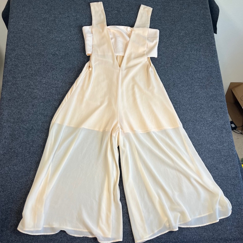 English Factory Cream Wide Leg Sheer Layered Jumpsuit Wedding Guest Size L